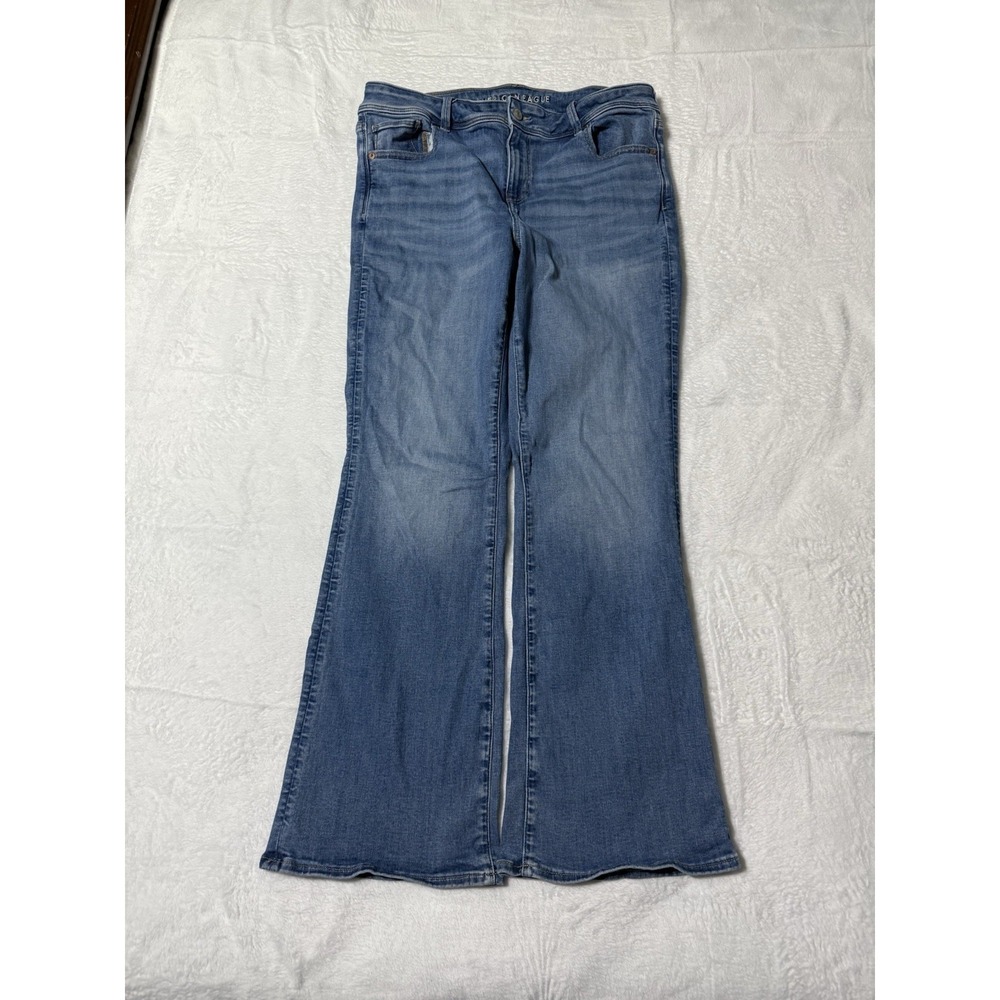 American Eagle Jeans Women's 16 Blue Kick Boot Medium Wash Boho 34x30